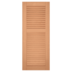 louvered red grandis single exterior shutter 40-60 split