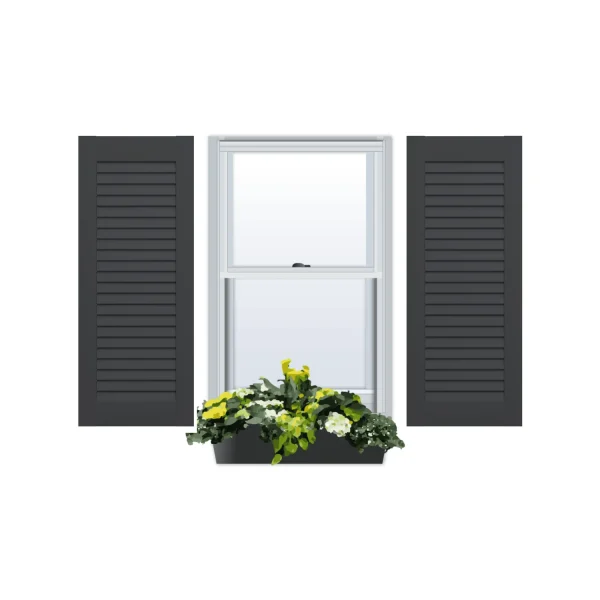 PVC Louvered Exterior Shutters No Mid Rail 1 Pair Monument Co.