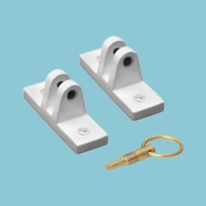 Bahama Locking Brackets | Sill Mount | White | Aluminum with Brass Ring | 1 Pair