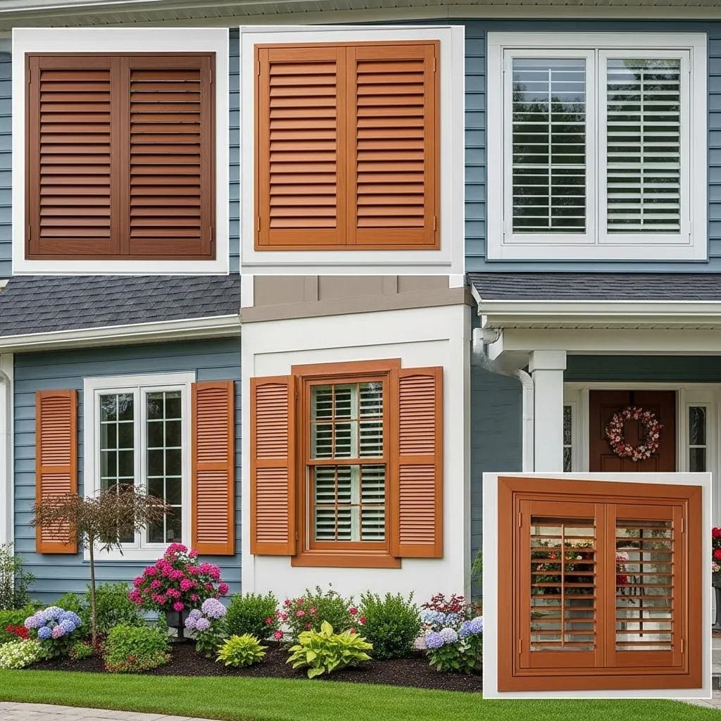 Various styles of exterior shutters enhancing a home's aesthetic appeal